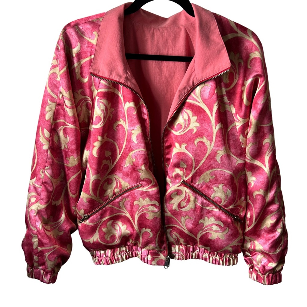 Vintage Pink and Gold Women's Reversible Jacket | Linda Lundström BomberJacket